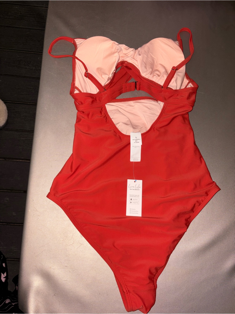 Cupshe Red One-Piece Swimsuit with Light Pink Lining